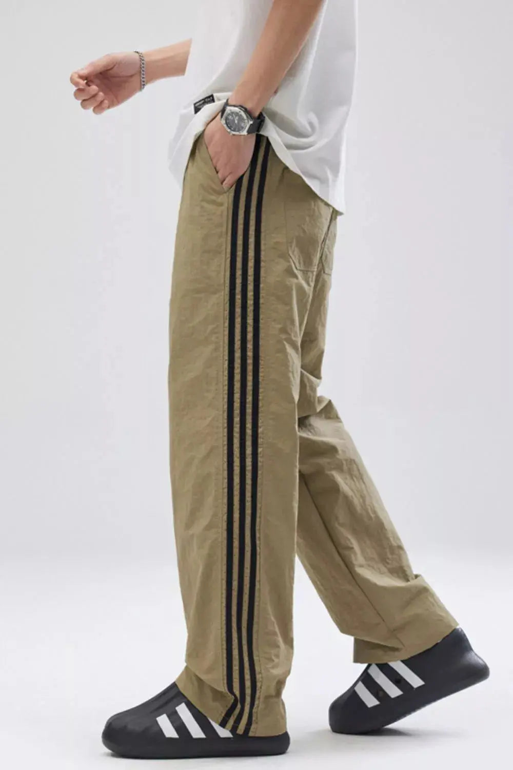 Men's Full Size Side Stripes Wide Leg Pants Plus Size Simply Love