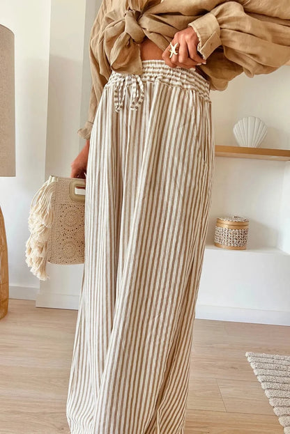 Stylish Plus Size Striped Wide Leg Trousers