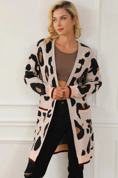 Leopard Print Open Front Cardigan