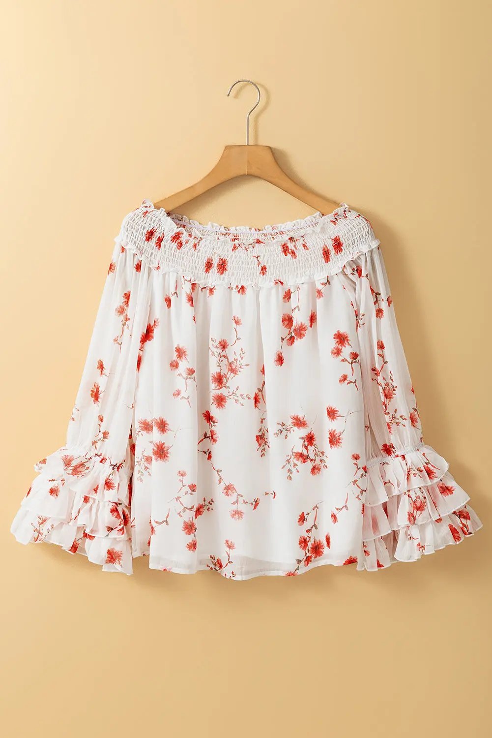 Catalina Off Shoulder Ruffled Sleeve Floral Blouse - Love Salve 
