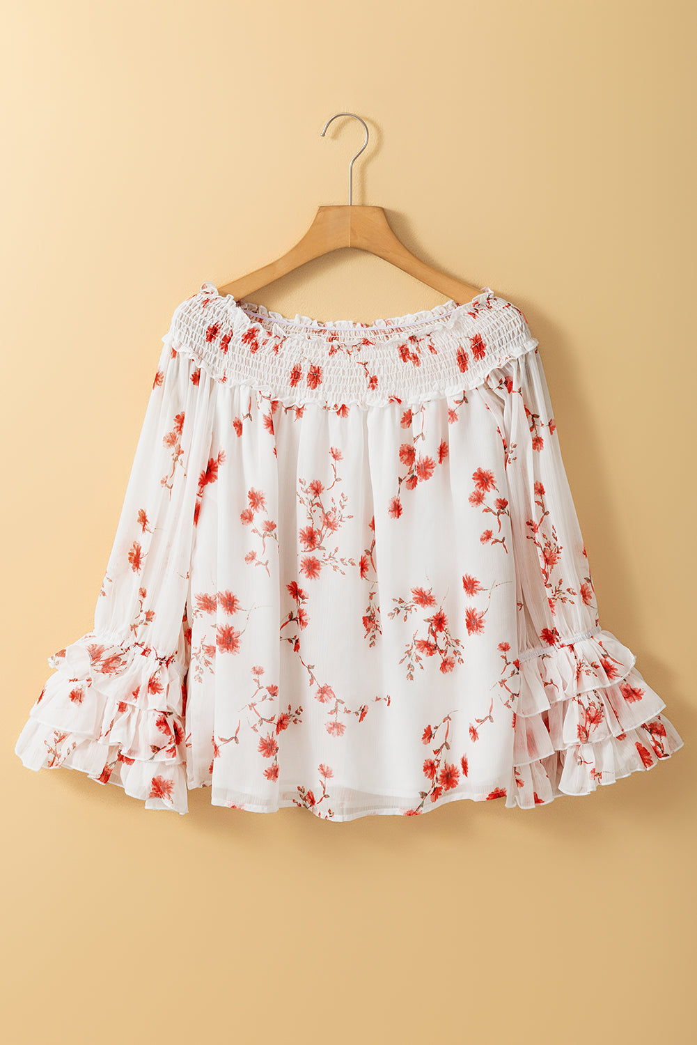Catalina Off Shoulder Ruffled Sleeve Floral Blouse - Love Salve 