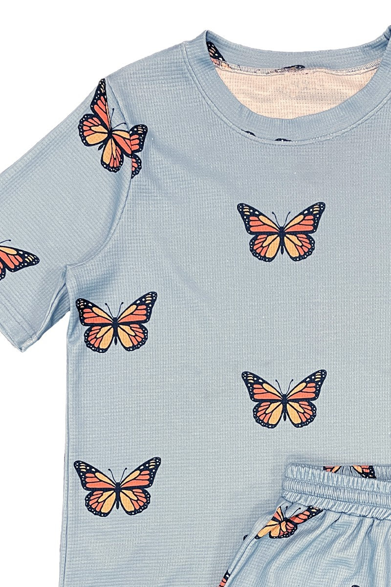 Novelty printed waffle shorts set Miss Sparkling