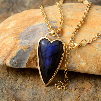 Copper Labradorite Heart Shape Necklace.