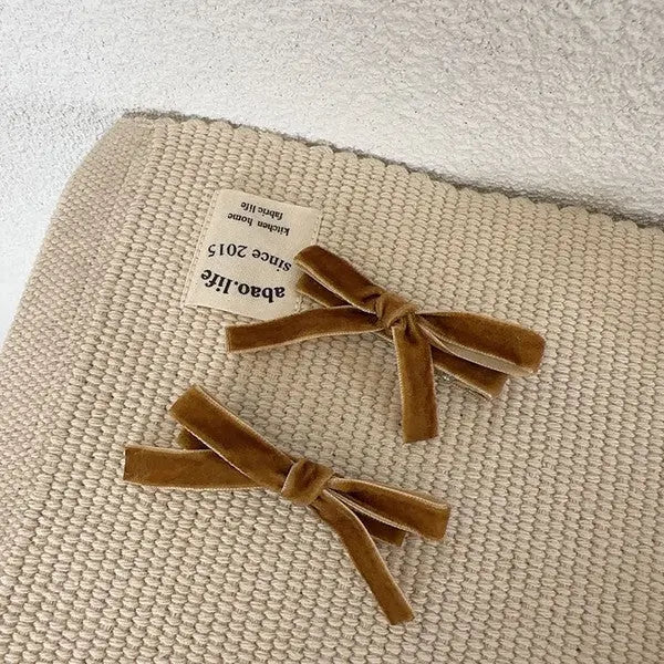 Velvet Ribbon Clips Set of Two Petite Bows for Hair and Accessories Miss Sparkling
