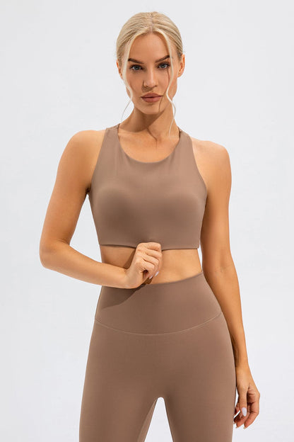 Round Neck Cutout Cropped Active Tank.