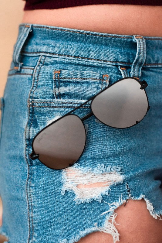 Black/Silver  Unisex Aviator Sunglasses Coco’s Tee Boutique