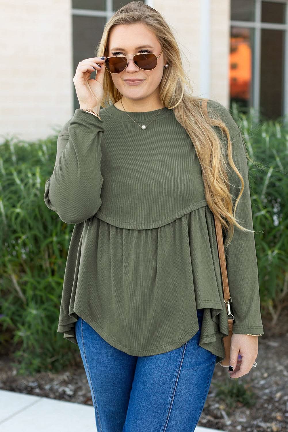 Mist green plus size babydoll top - Love Salve 