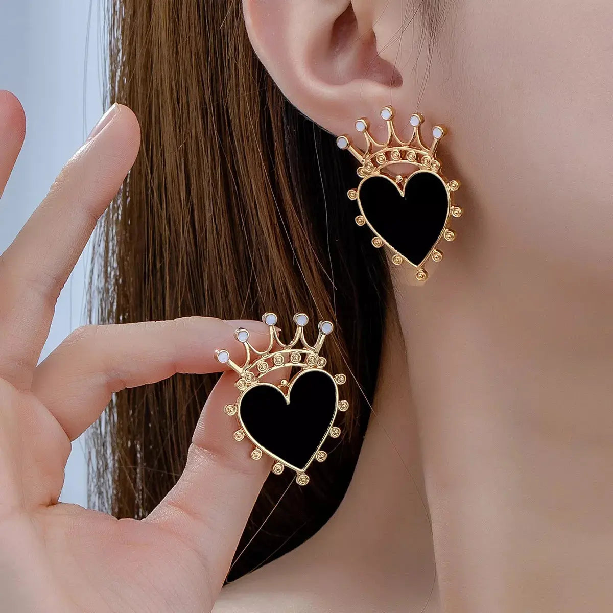 Crown Heart Stud Earrings Simply Love
