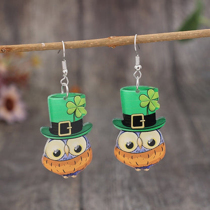 Owl Acrylic Dangle Earrings.