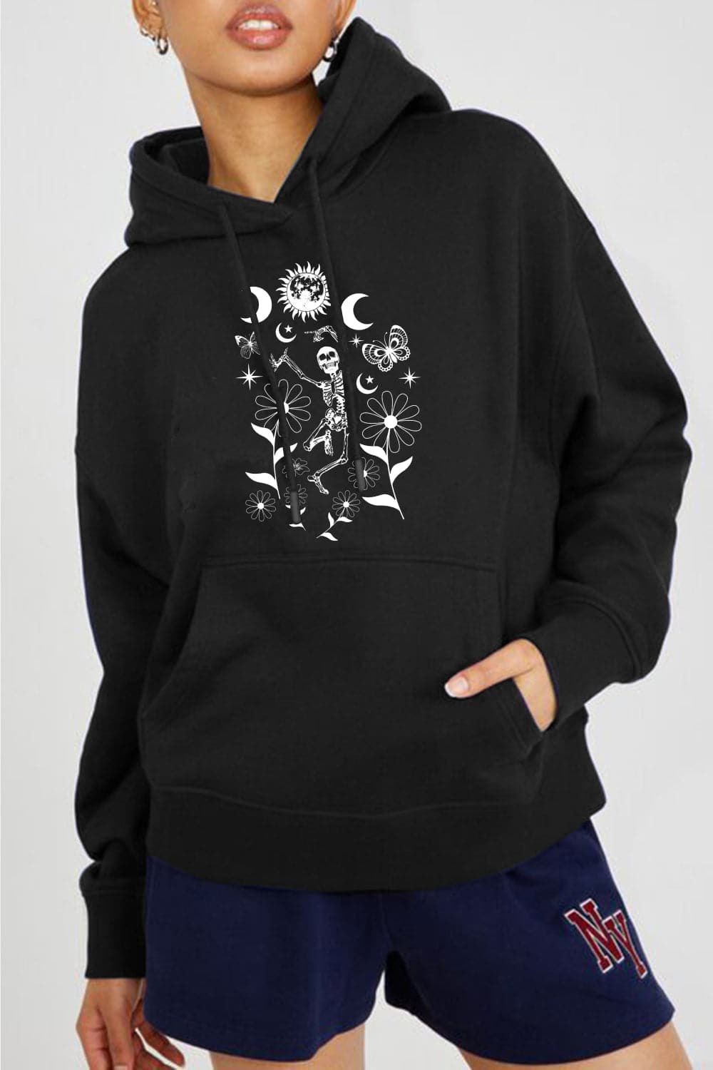 Dance with style in the Simply Love skeleton graphic hoodie