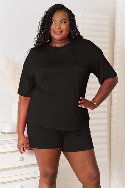 Basic Bae Full Size Soft Rayon Half Sleeve Top and Shorts Set.