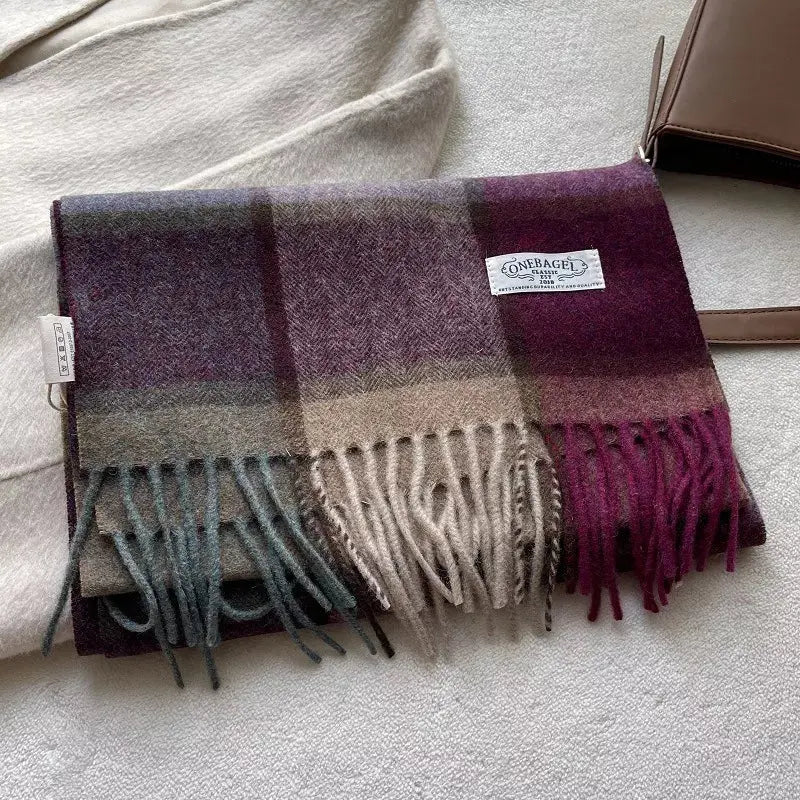 Wool Plaid Tassel Scarf Simply Love