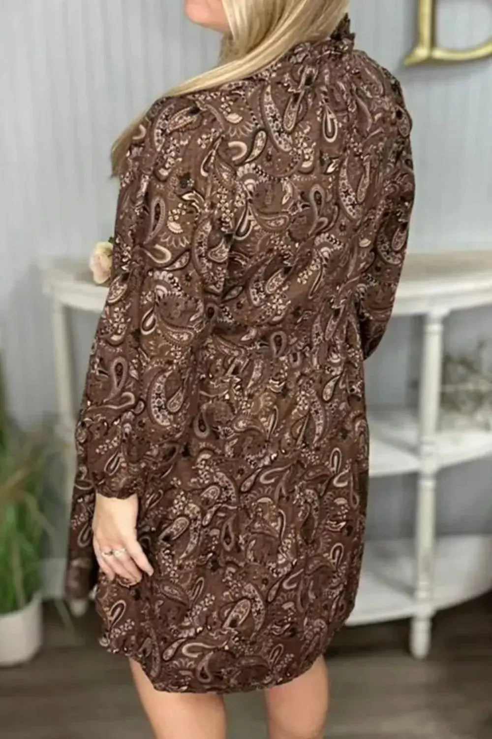 Paisley Print Notched Mini Dress Simply Love