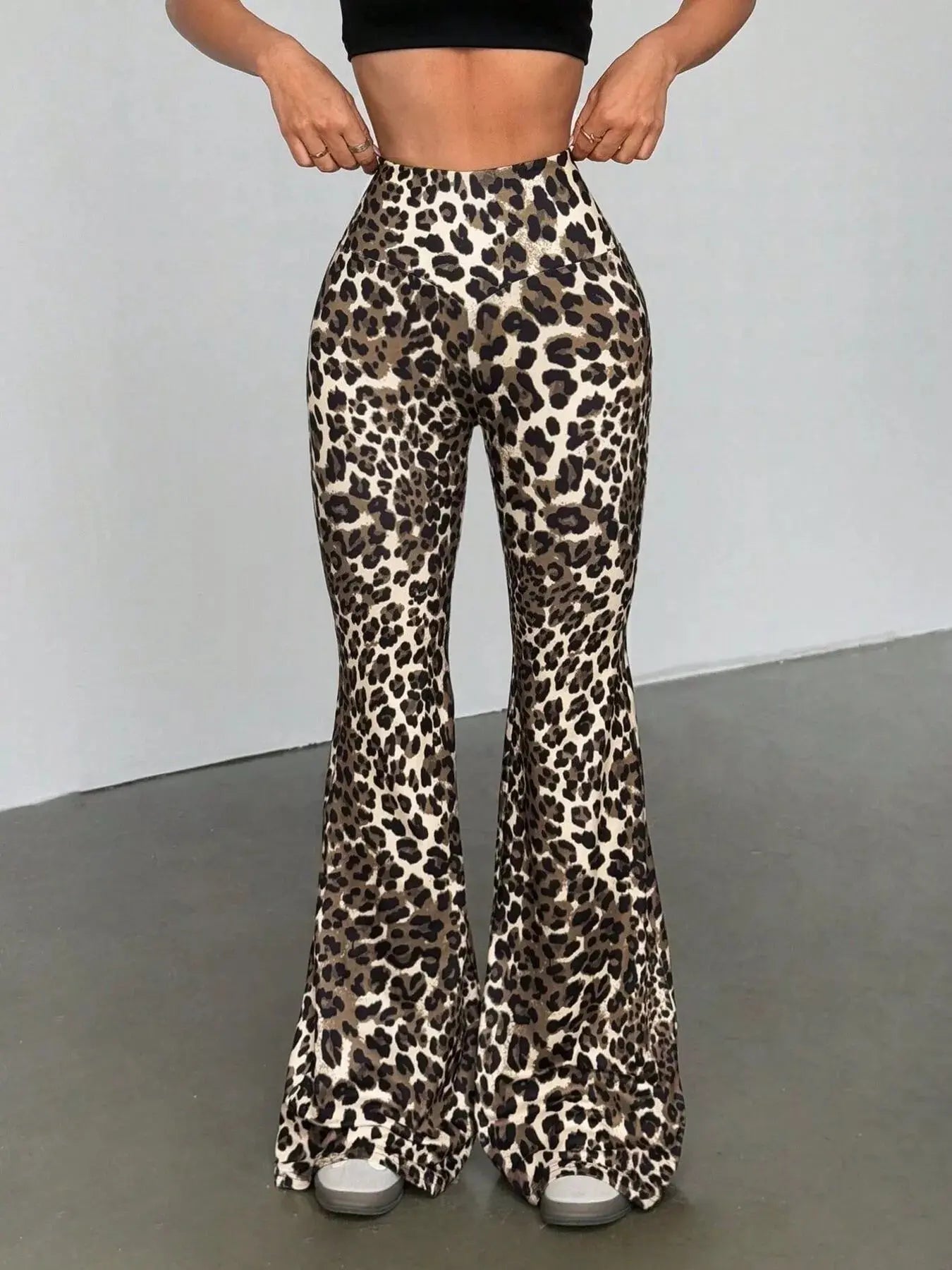 Leopard Print High Waist Flare Pants For Women With Stretch Simply Love