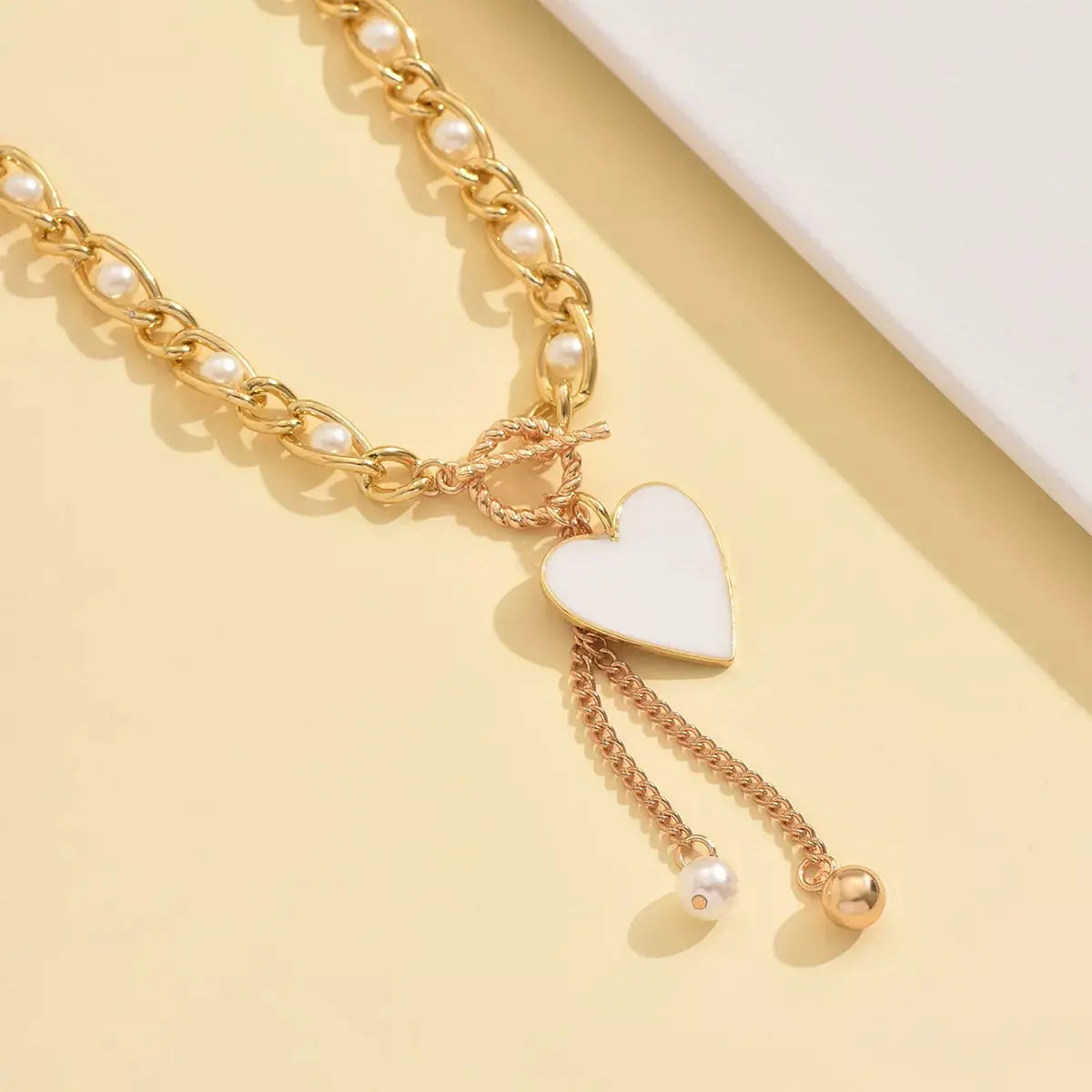 18K Gold-Plated Pearl Heart Necklace Simply Love