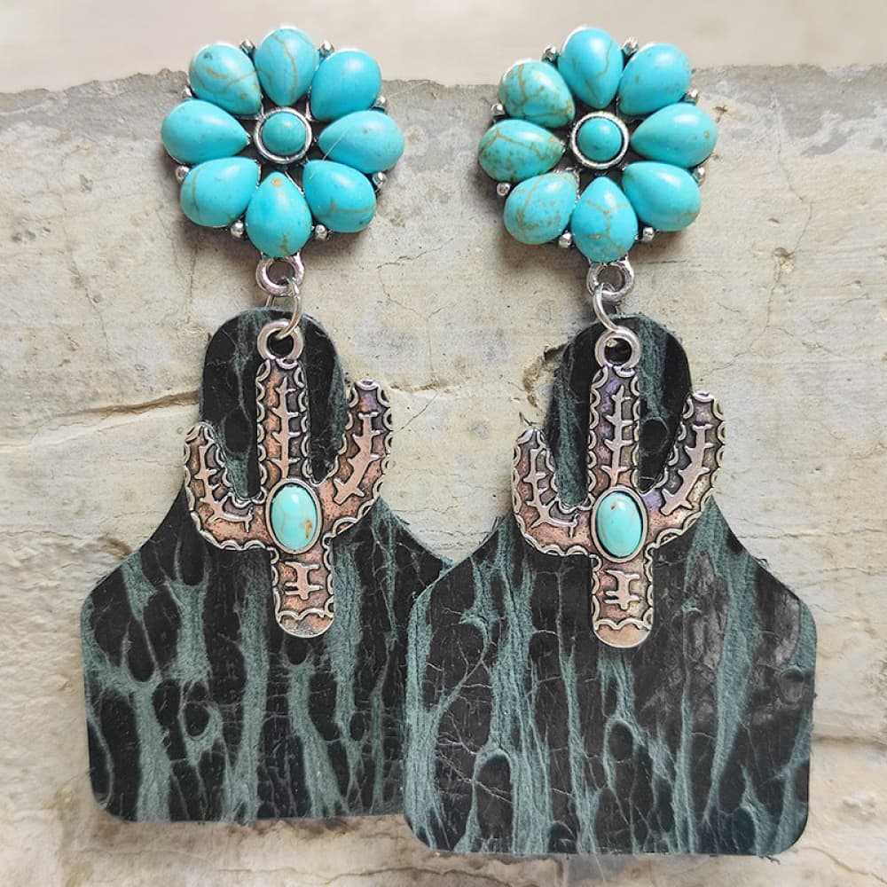 Desert Dream Turquoise Cactus Earrings