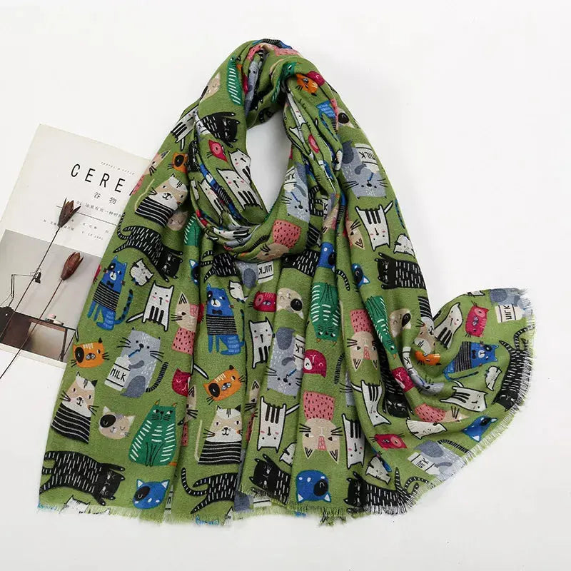 Cat Print Lightweight Scarf Simply Love