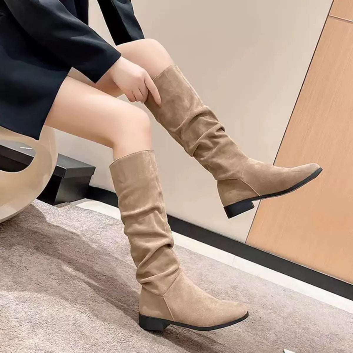 Round Toe Block Heels Boots Simply Love