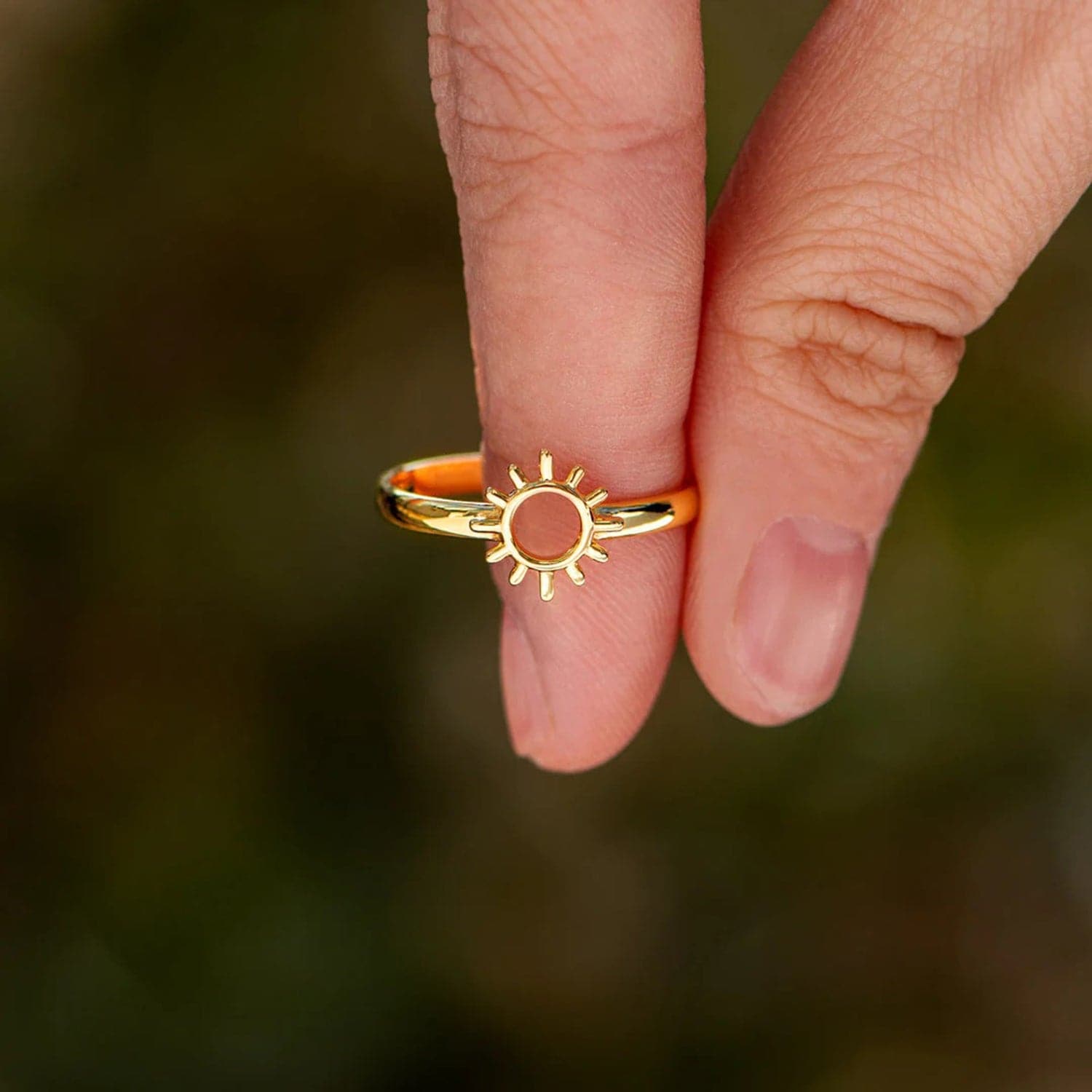 Sun Shape 18K Gold-Plated Ring.