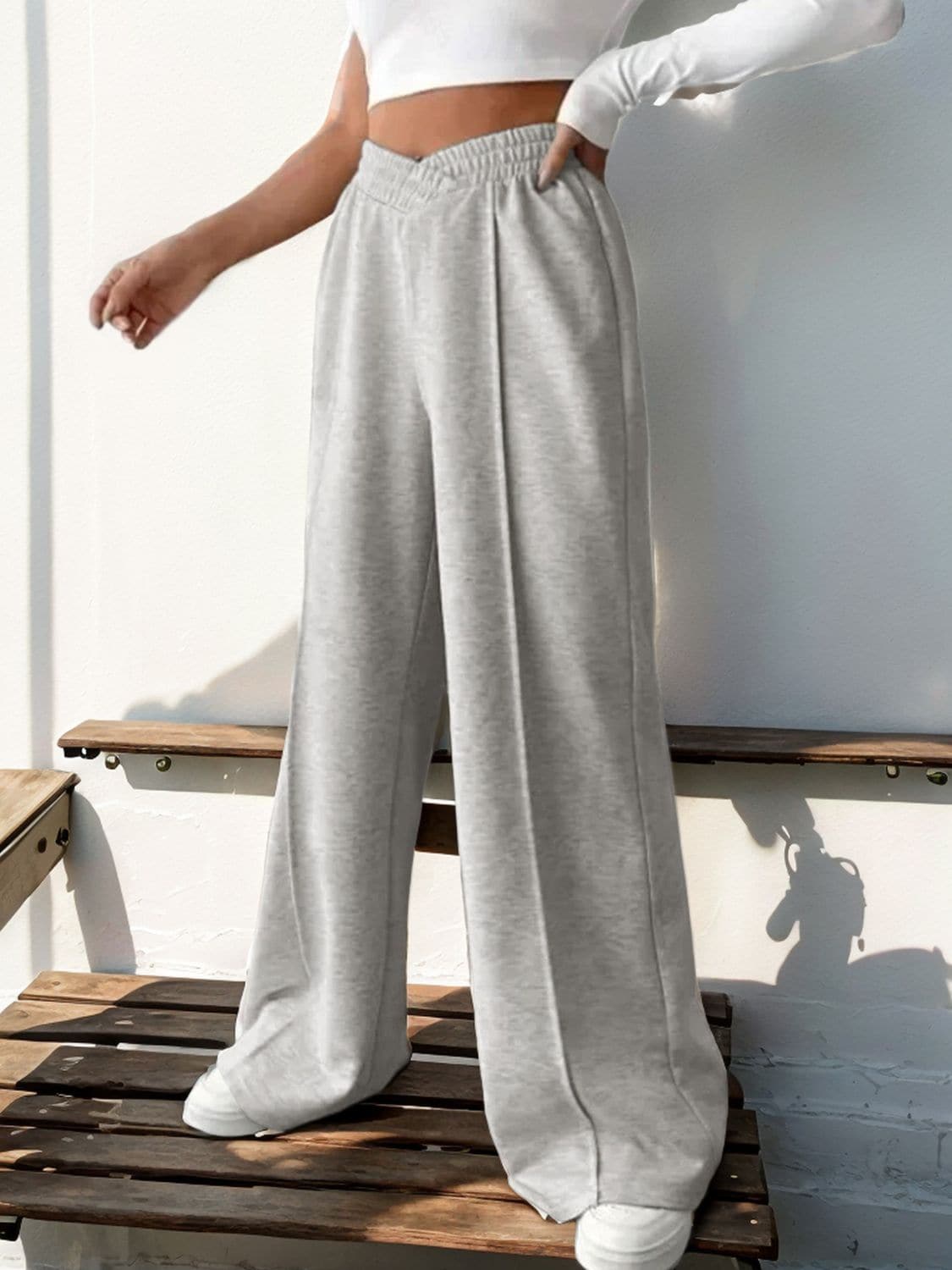 Versatile Wide Leg Pants with Elastic Waistband