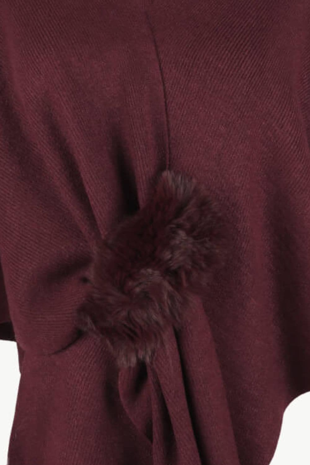 Surplice Neck Pom-Pom Trim Poncho.