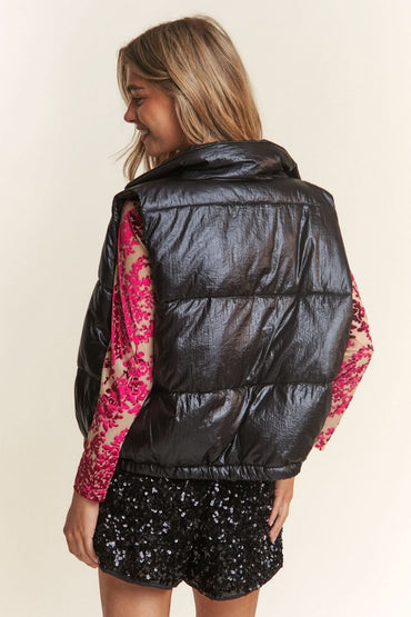 J.NNA metallic puffer vest, warm & stylish