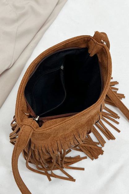 Chic suede fringe crossbody bag