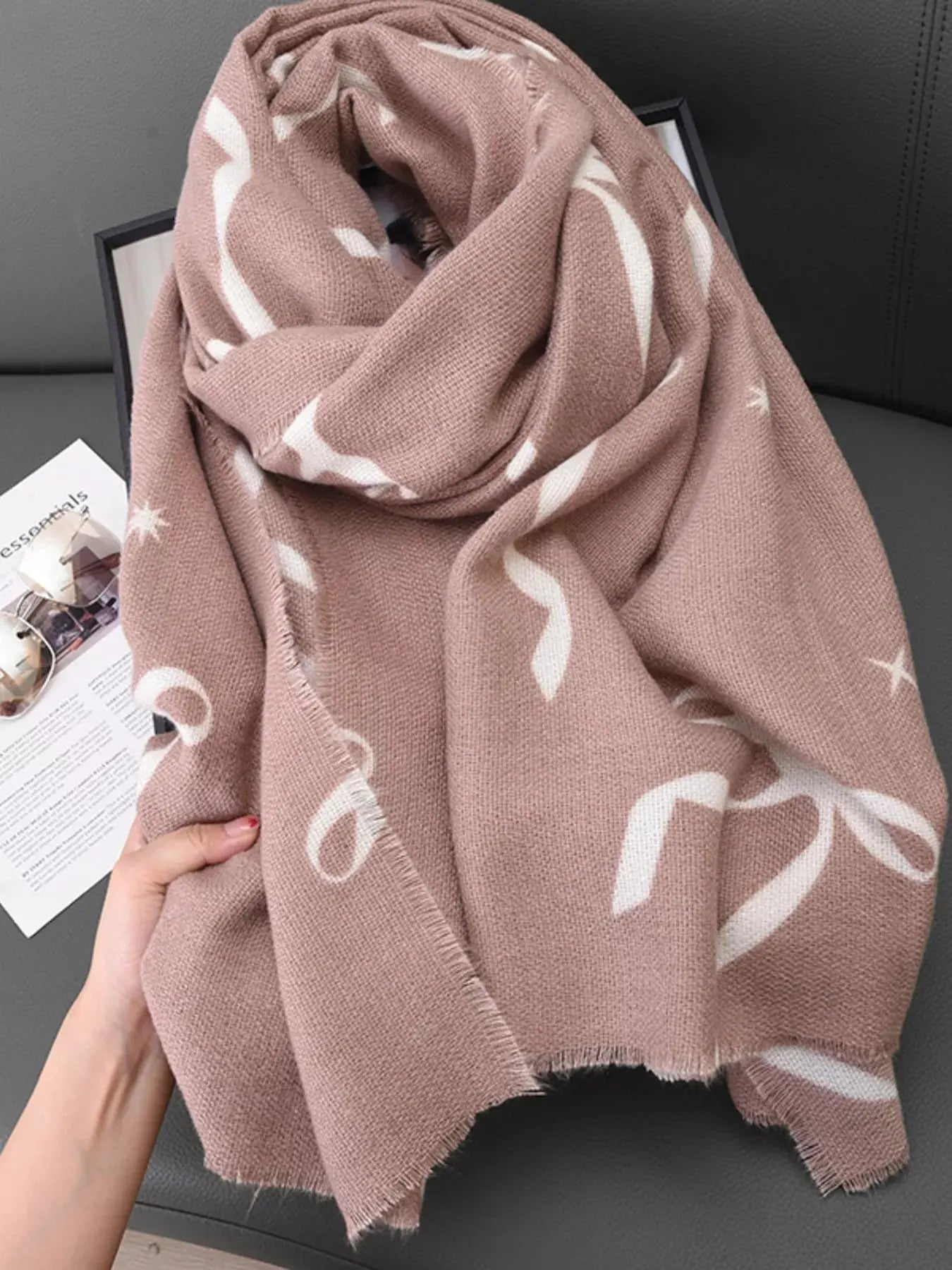 Bow Print Lightweight Scarf Simply Love