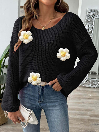 Floral long sleeve pullover for women