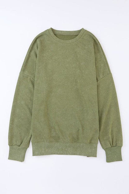 Light washed drop shoulder oversized sweatshirt.