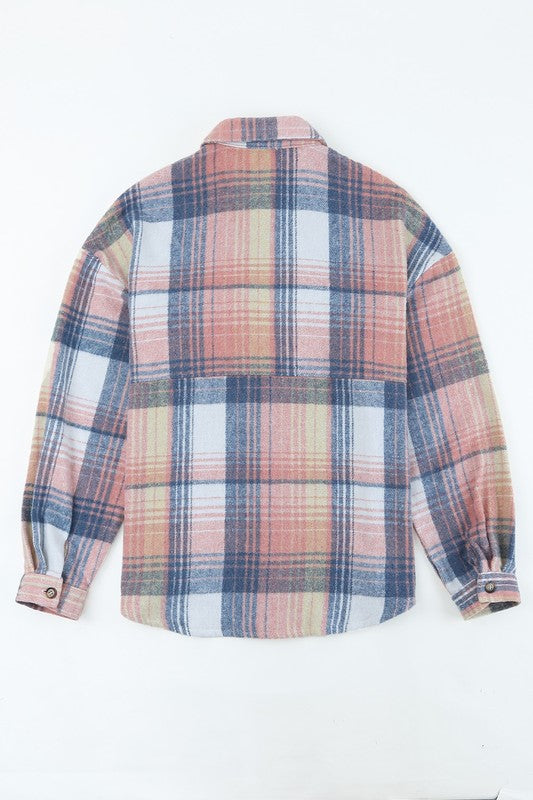 Pink plaid shacket shirt - soft texture