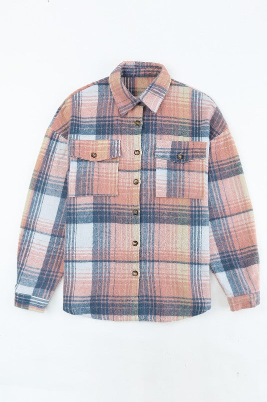 Pink plaid shacket shirt - soft texture