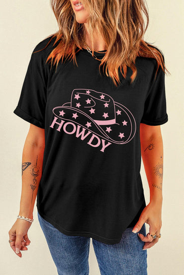 HOWDY Round Neck Short Sleeve T-Shirt.