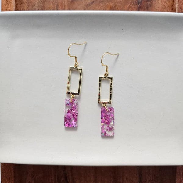 Raya Earrings - Pink Glitter.