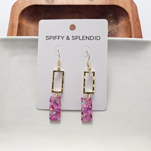 Raya Earrings - Pink Glitter.