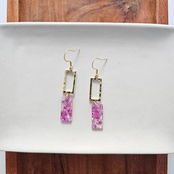 Raya Earrings - Pink Glitter.