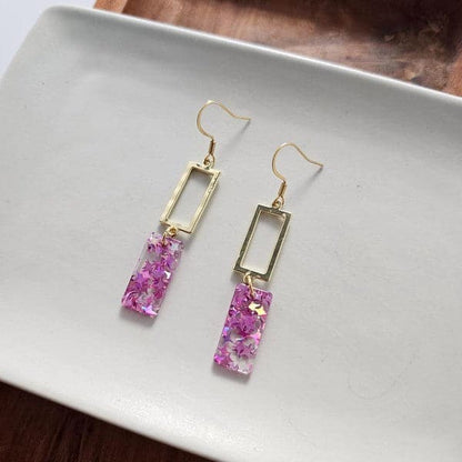 Raya Earrings - Pink Glitter.