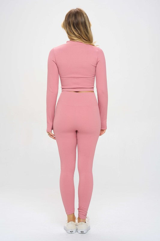 Seamless ribbed zip-up tracksuit