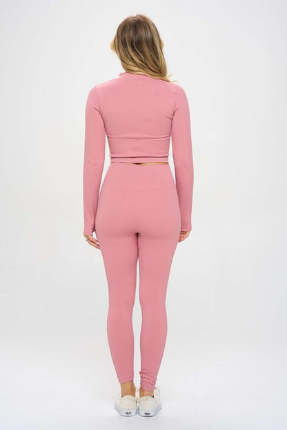 Seamless ribbed zip-up tracksuit