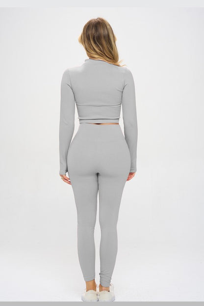 Seamless ribbed zip-up tracksuit