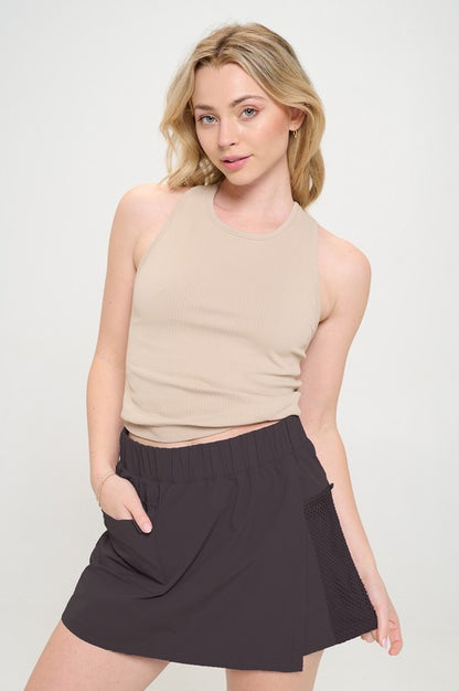 High waisted active skort with pockets