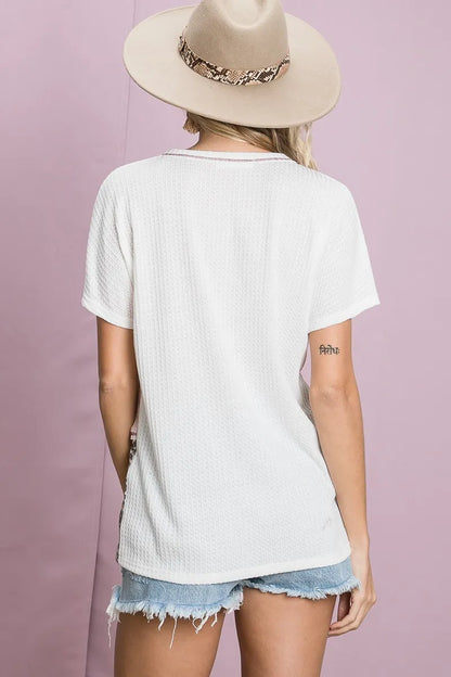 BiBi Colr Block Waffle Knit Top - Love Salve 