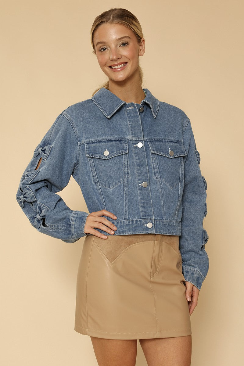 Cropped Bow denim jacket Miss Sparkling