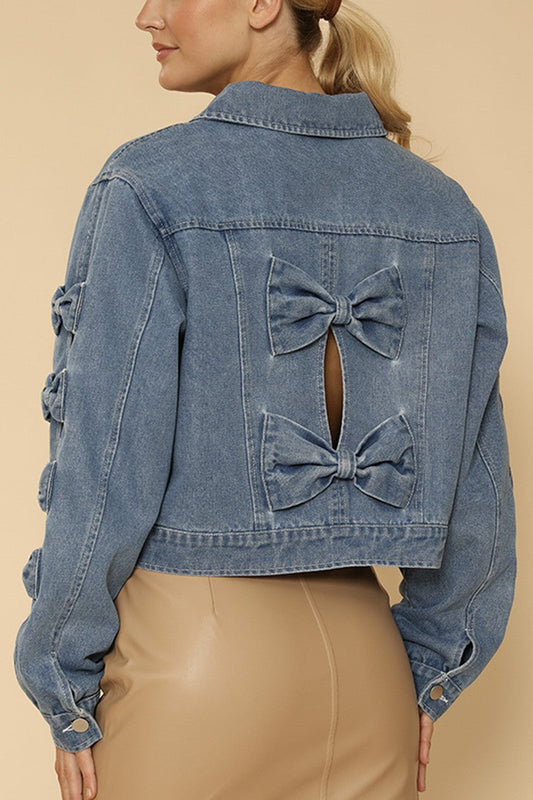 Cropped Bow denim jacket Miss Sparkling