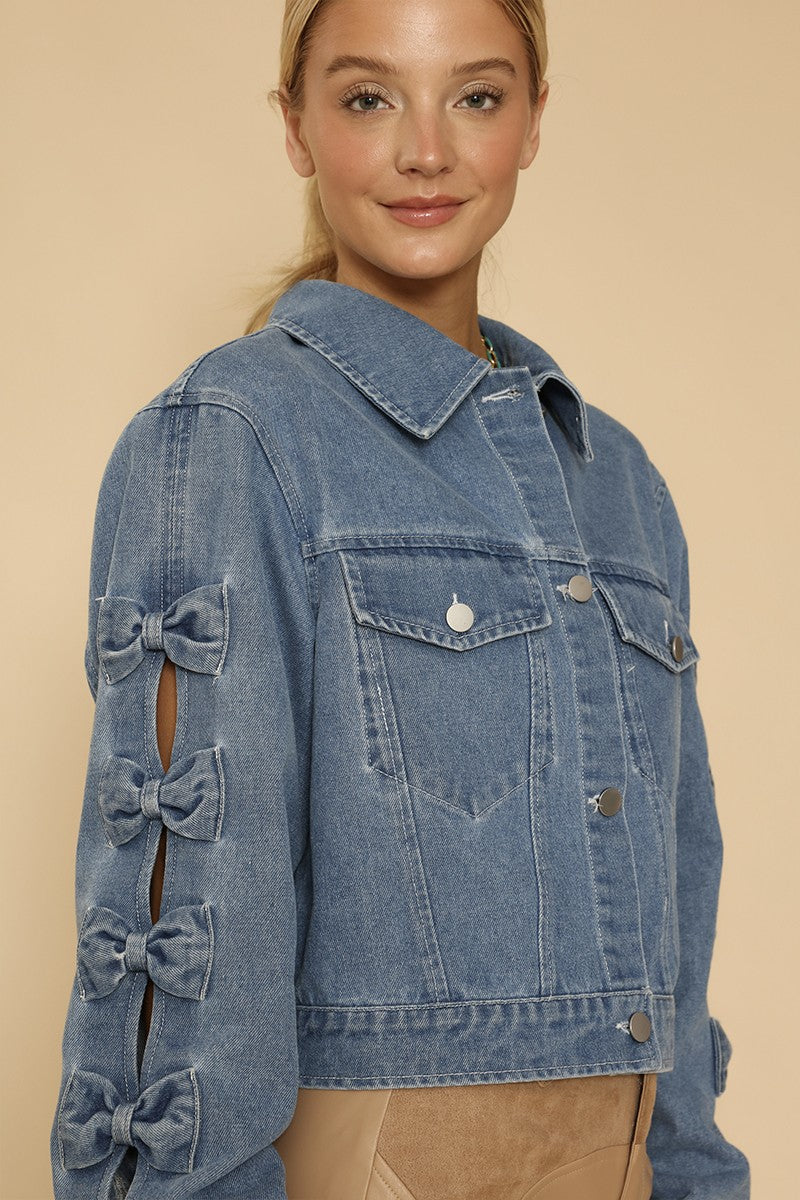 Cropped Bow denim jacket Miss Sparkling