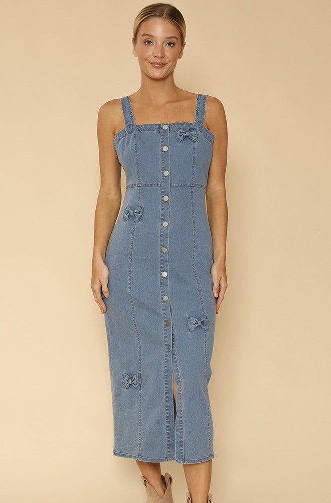 Denim dress with bow detailing Miss Sparkling