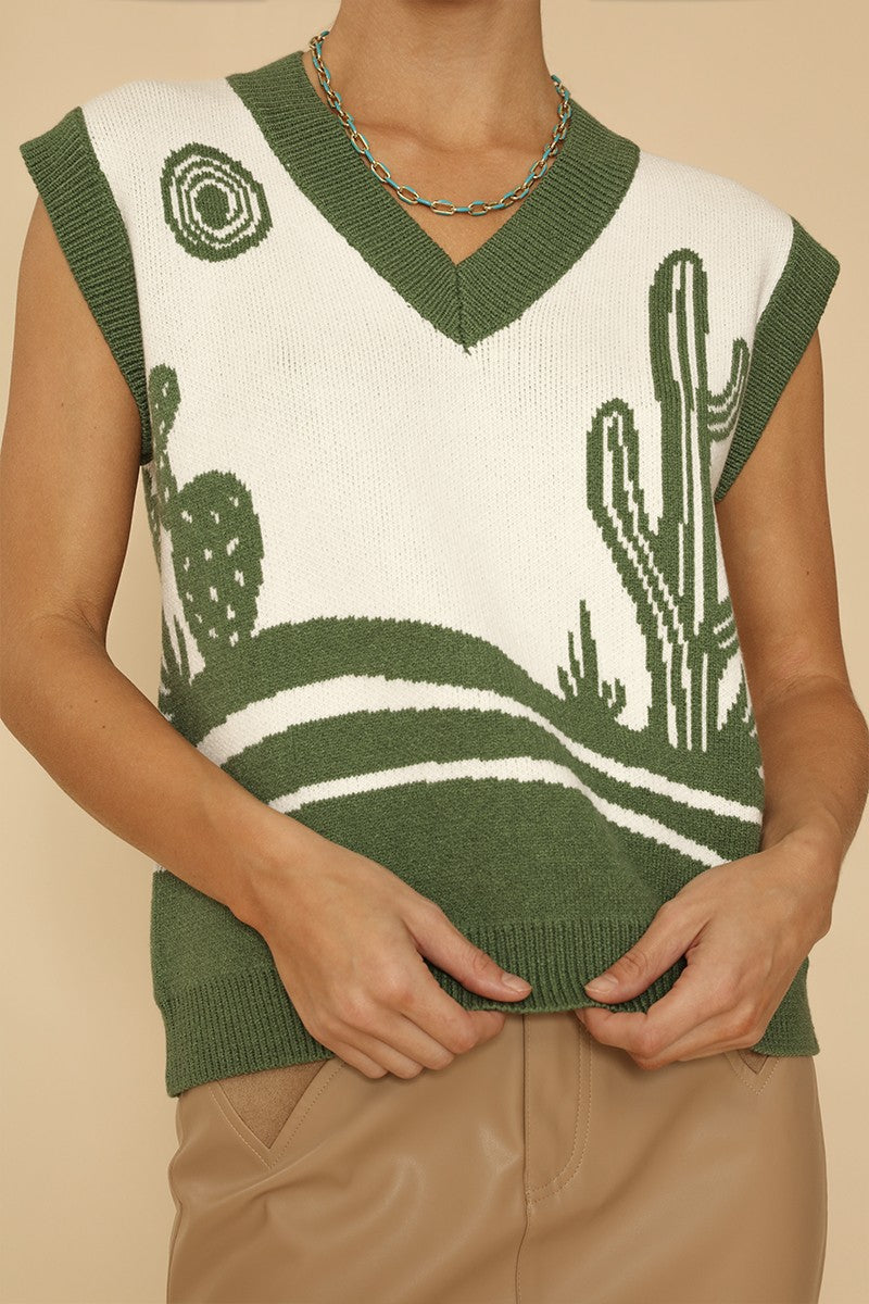 Desert landscape cactus sweater vest Miss Sparkling