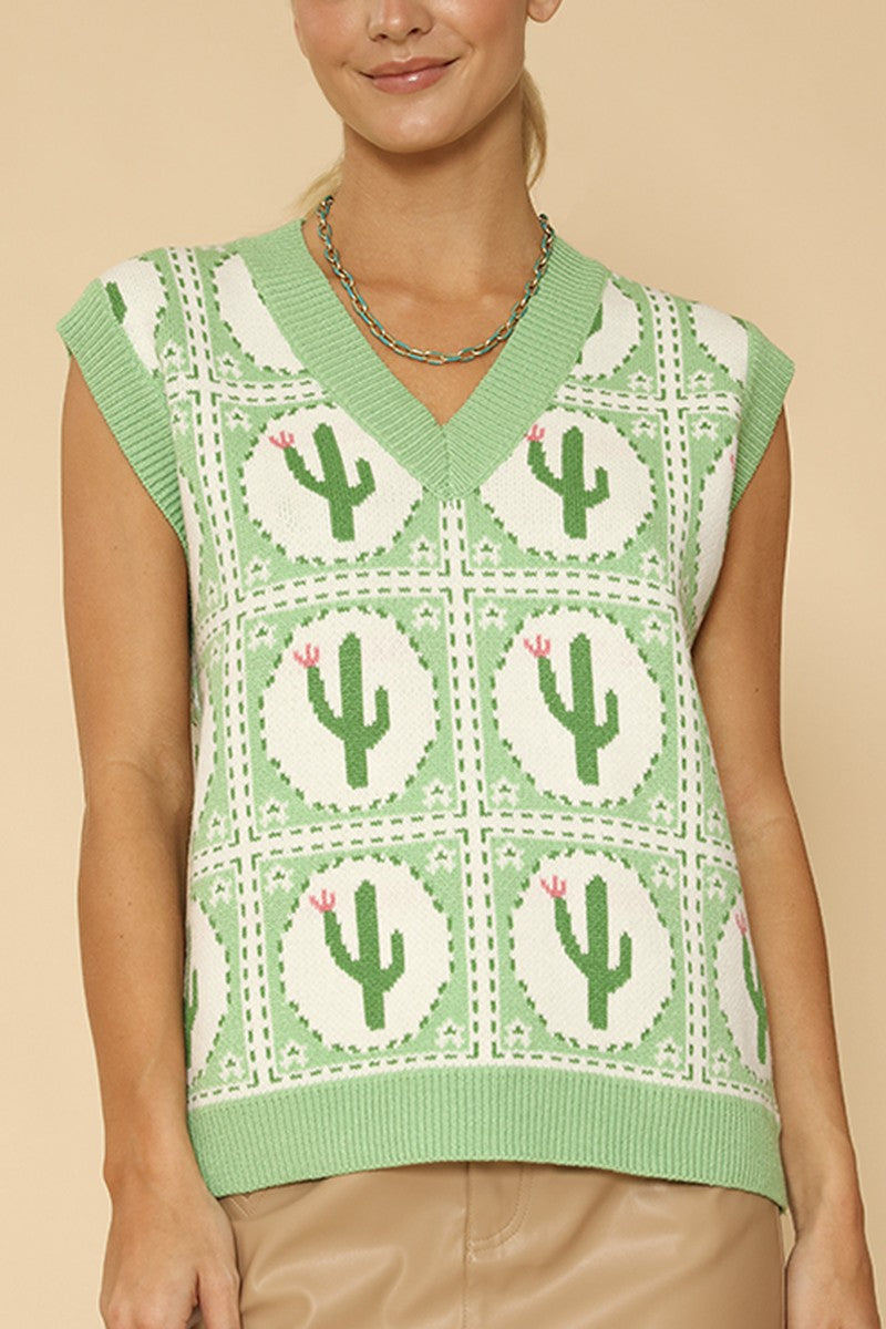 Cactus tiled sweater vest Miss Sparkling