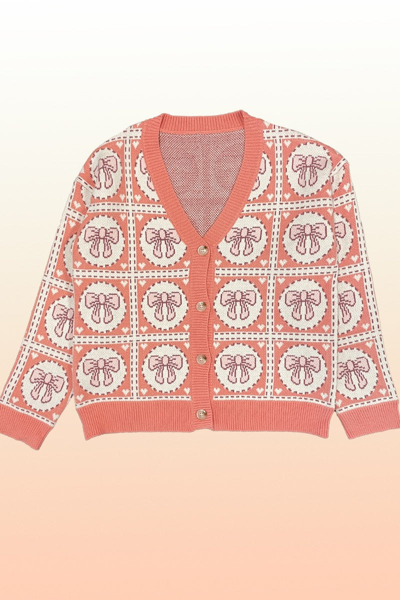 Bow tiled knit cardigan Miss Sparkling
