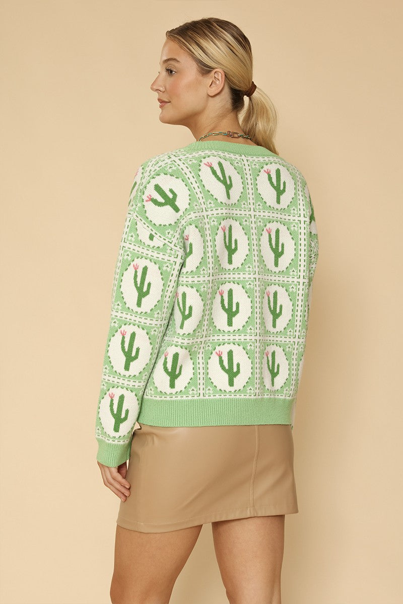 Cactus tiled knit cardigan Miss Sparkling